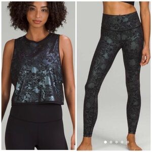 Lululemon Athletica Wunder Under Tight 25" Shine and Matching Top